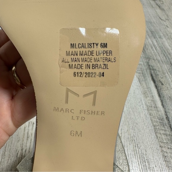 New Marc Fisher Silver Metallic Clear Strappy High Heel Sandals Calisty #715 - Picture 9 of 11